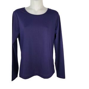 Lou & Grey Form Womens Top Small Blue Pullover Zip Back Athletic Pocket Stretch